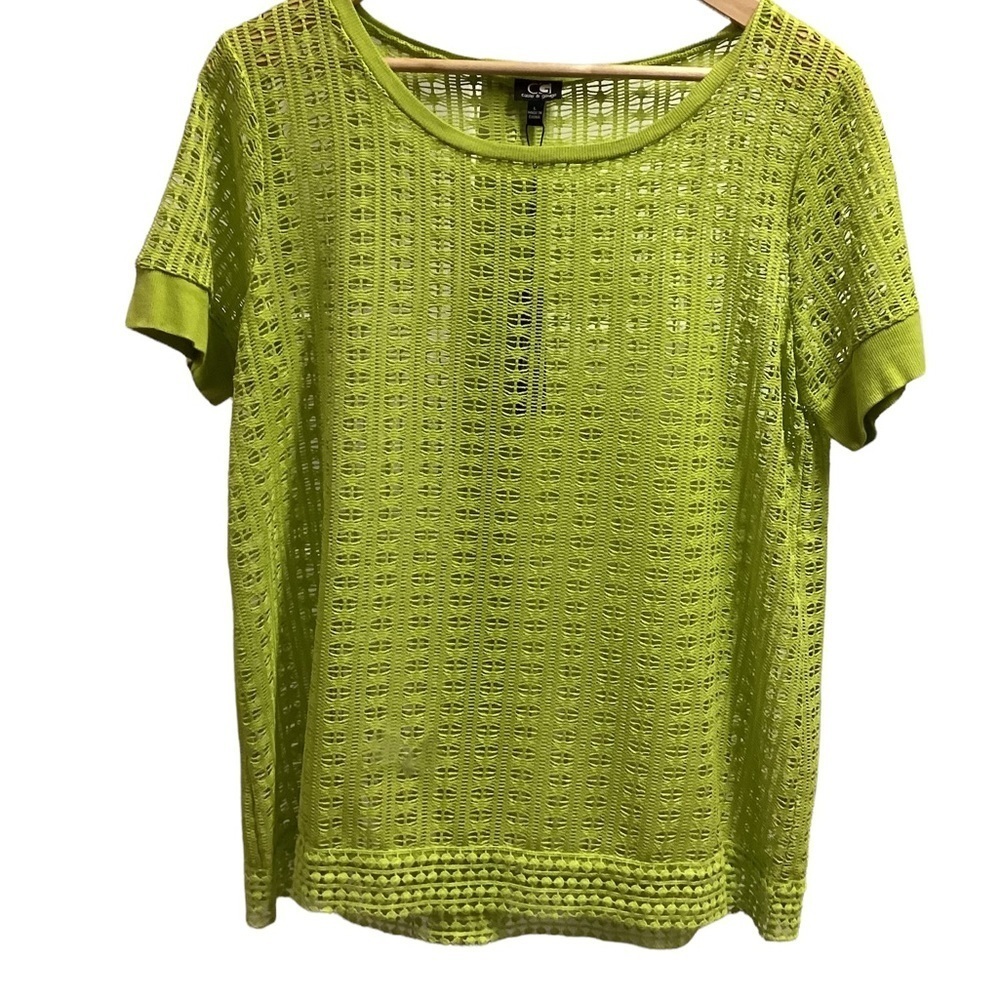 Cable & Gauge green, crochet knit top size L